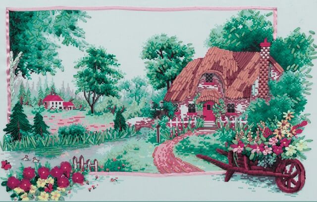 «Весна в деревне», картина для вышивки лентой, 50x65 см