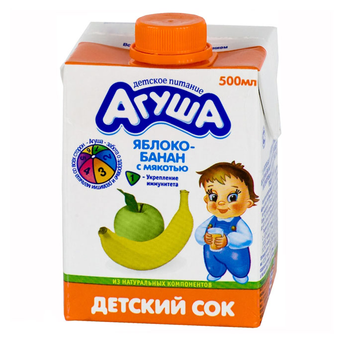 Сок Агуша 500 мл (тетрапак) Яблочно-банановый с мякотью (с 3 лет)