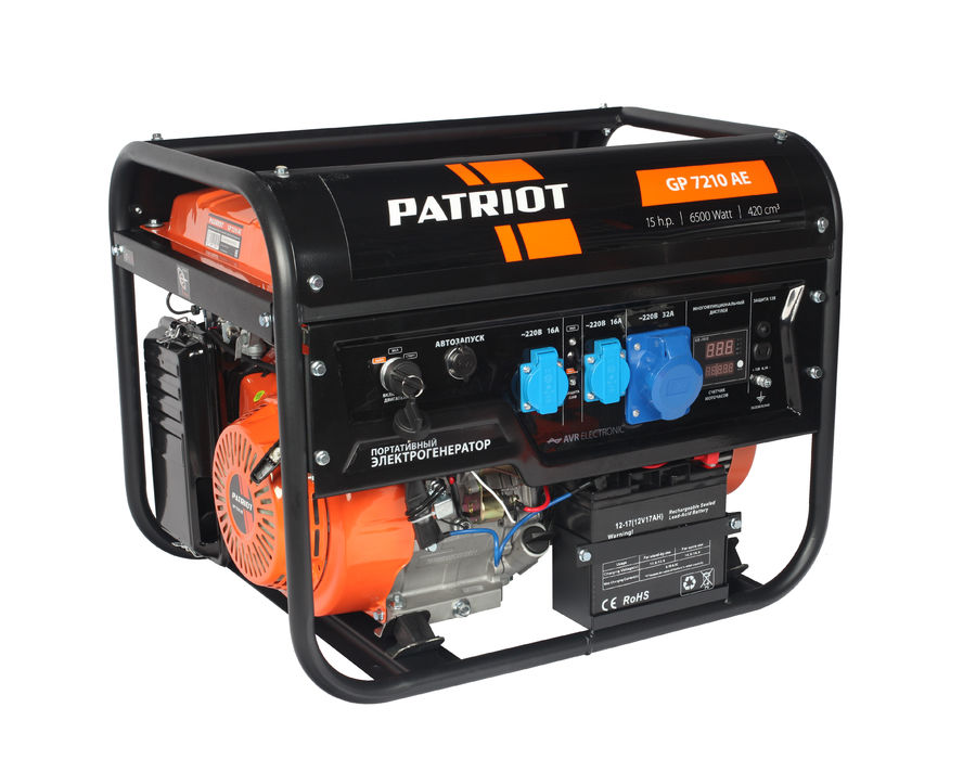 Бензиновый генератор PATRIOT GP 7210AE, 220 В, 6.5кВт [474101590]