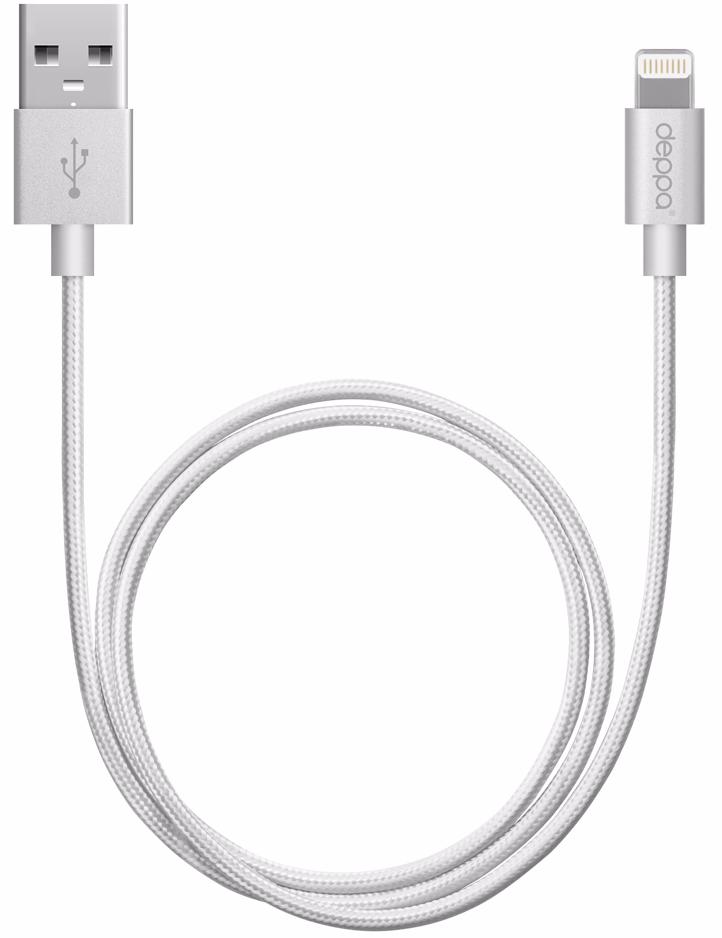 Кабель Deppa Lightning to USB Cable MFI 1.2m (Серебро)