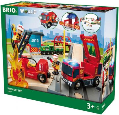 Игровой набор Brio ж/д "Пожарная команда спасателей",свет,звук,30 предм.,45х16х39см,кор.