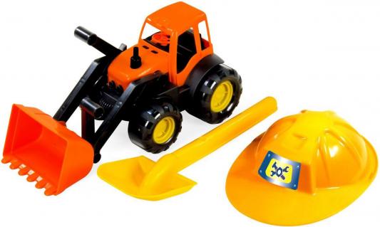 Игровой набор ZEBRATOYS Трактор c каской и лопатой оранжевый