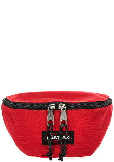 Красная текстильная сумка с карманом